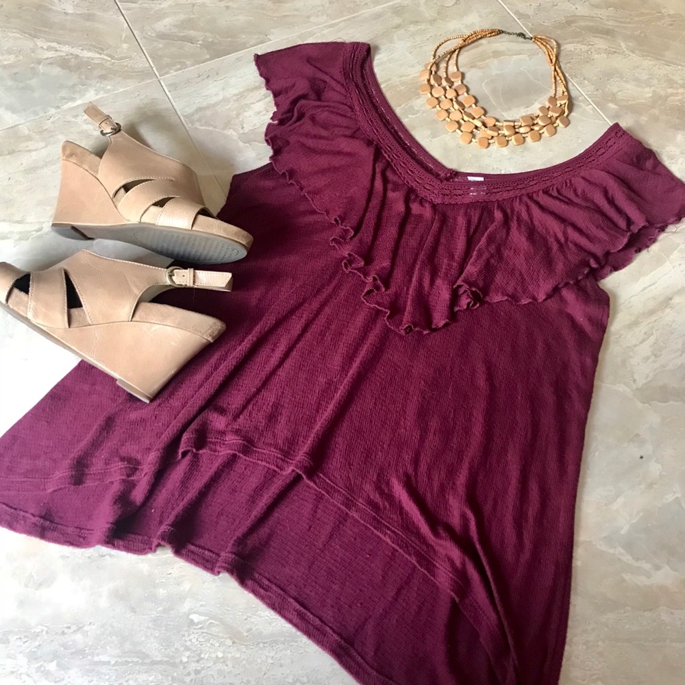 American Rag ruffle A-line top - Picture 4 of 7